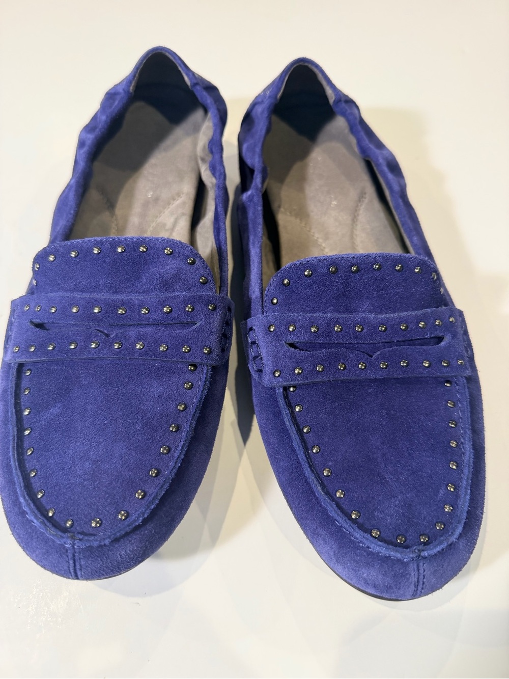 AEROSOLES Royal Blue Suede Studded Flats